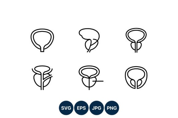Bladder Prostate Line Art Medical Icons