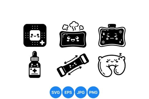 Cute Medical Care Icons Set