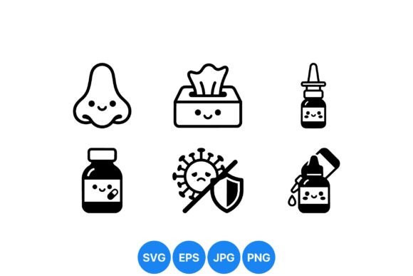 Cute Medical Icon Clipart Set