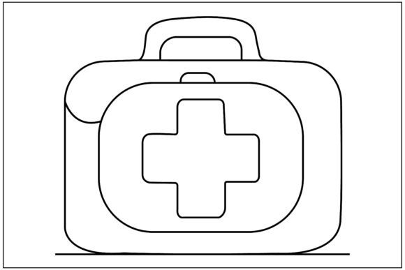 Emergency Travel Medical Kit Line Art