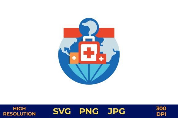 Medical Aid Symbol on Global Map Vector