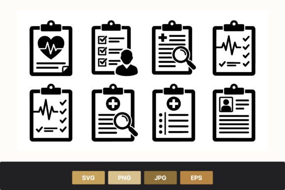 Medical Checklist Clipboard Icon Set
