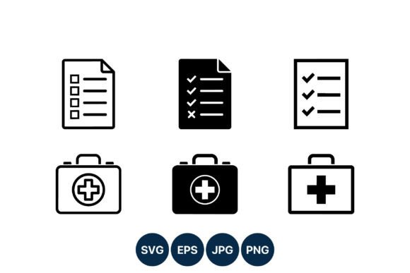 Medical Checklist First Aid Icon Set