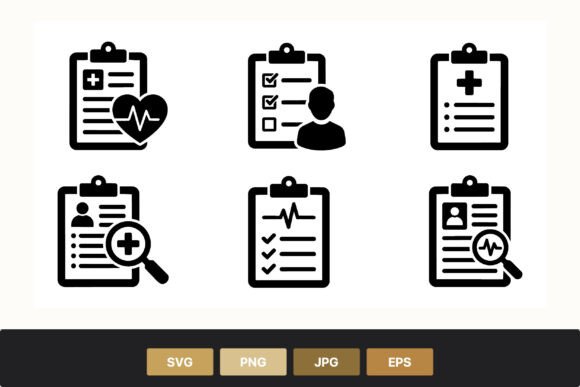 Medical Clipboard Icon Set Vector
