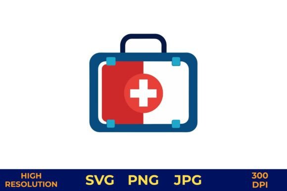 Medical Kit Icon with Red Cross Symbol