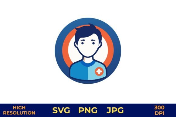 User Profile Icon with Medical Symbol